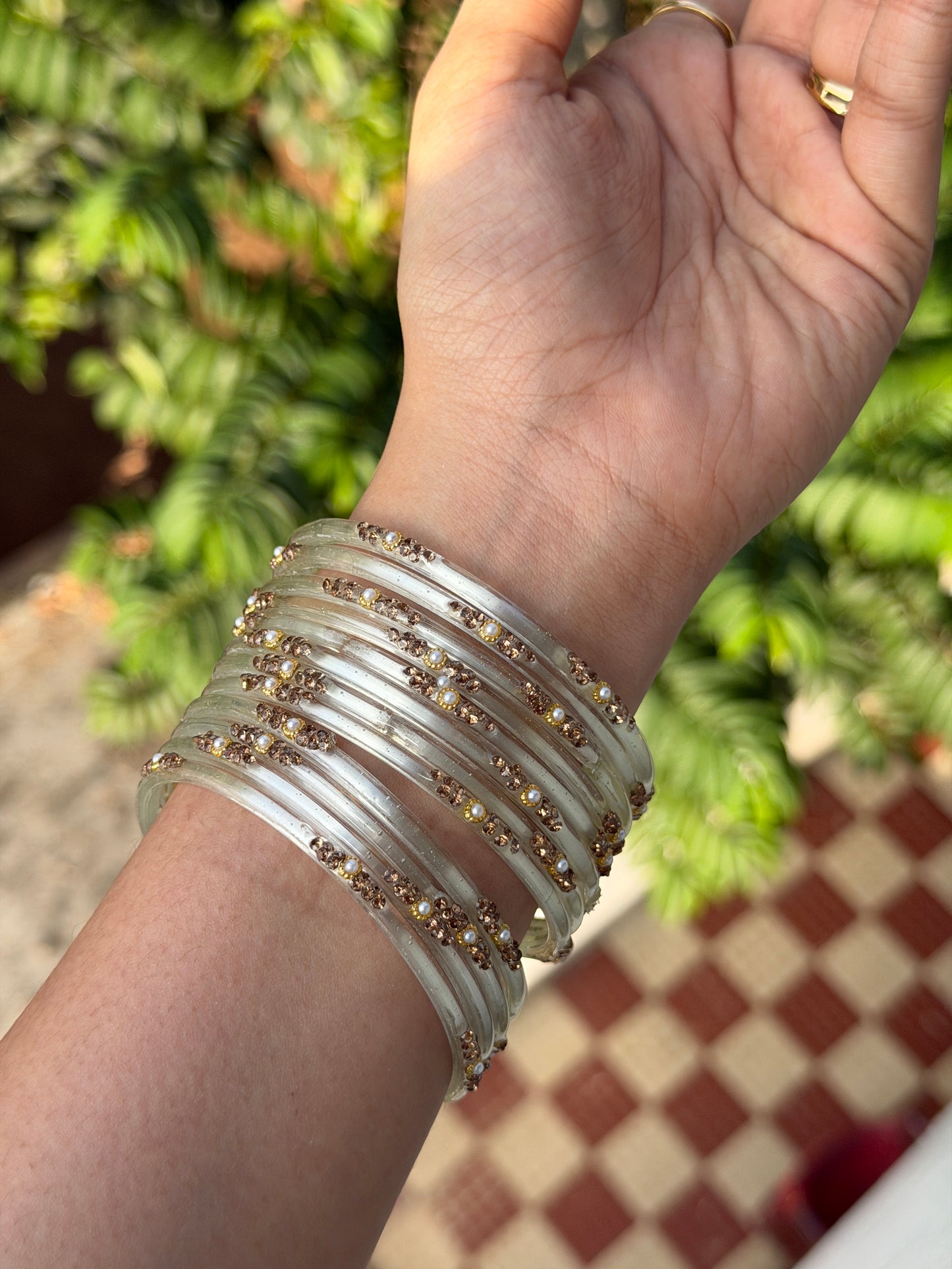 Pearl Glass Bangles