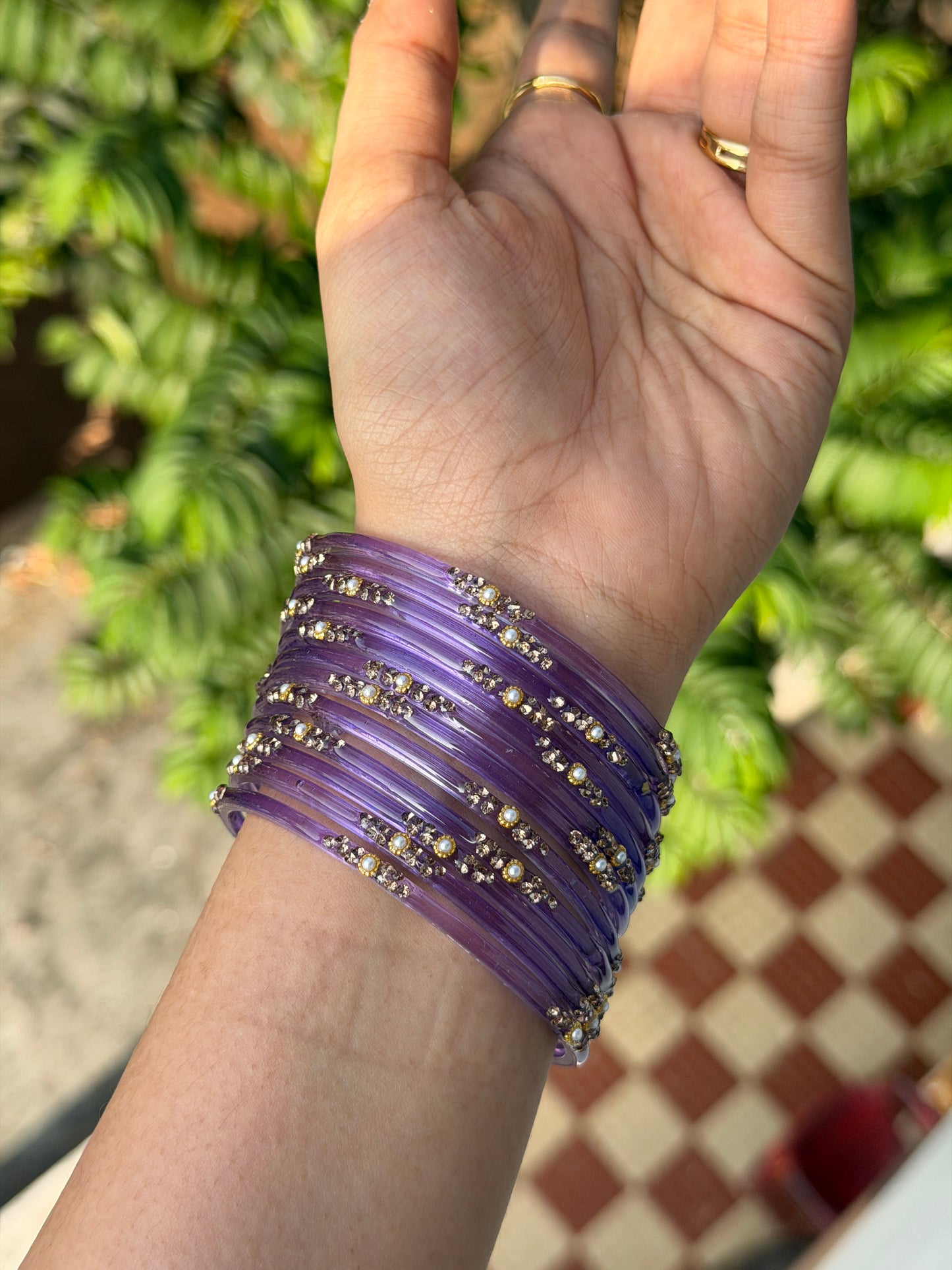 Pearl Glass Bangles