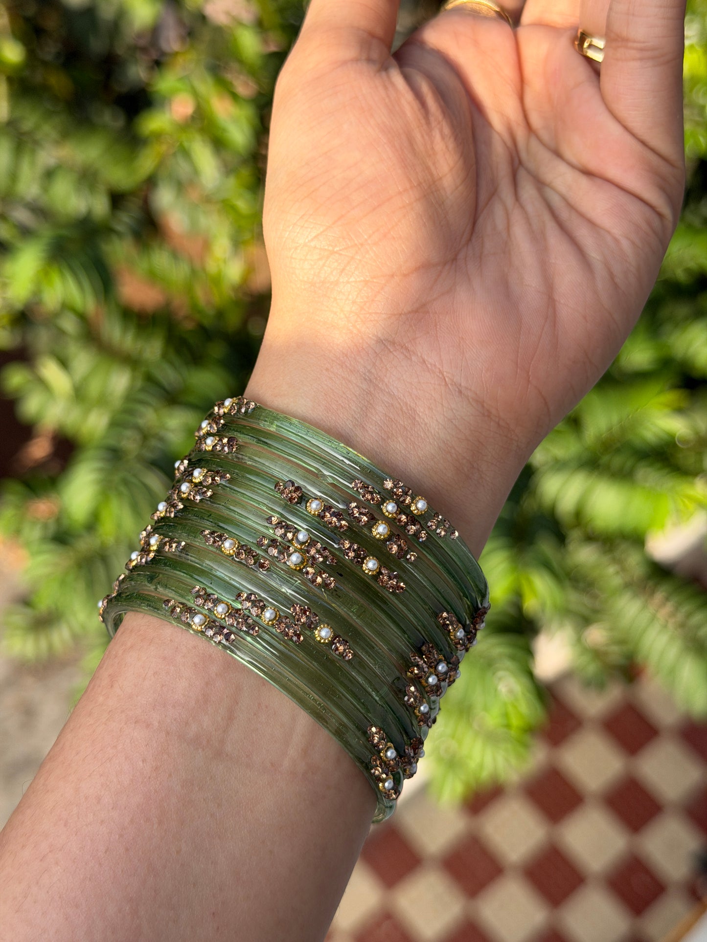 Pearl Glass Bangles