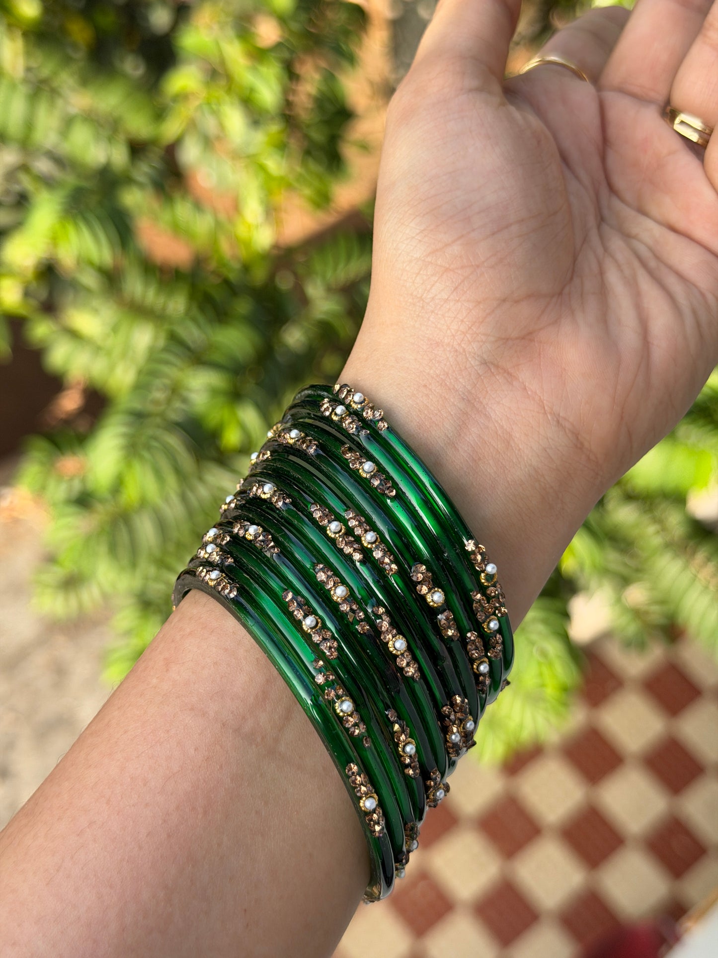 Pearl Glass Bangles
