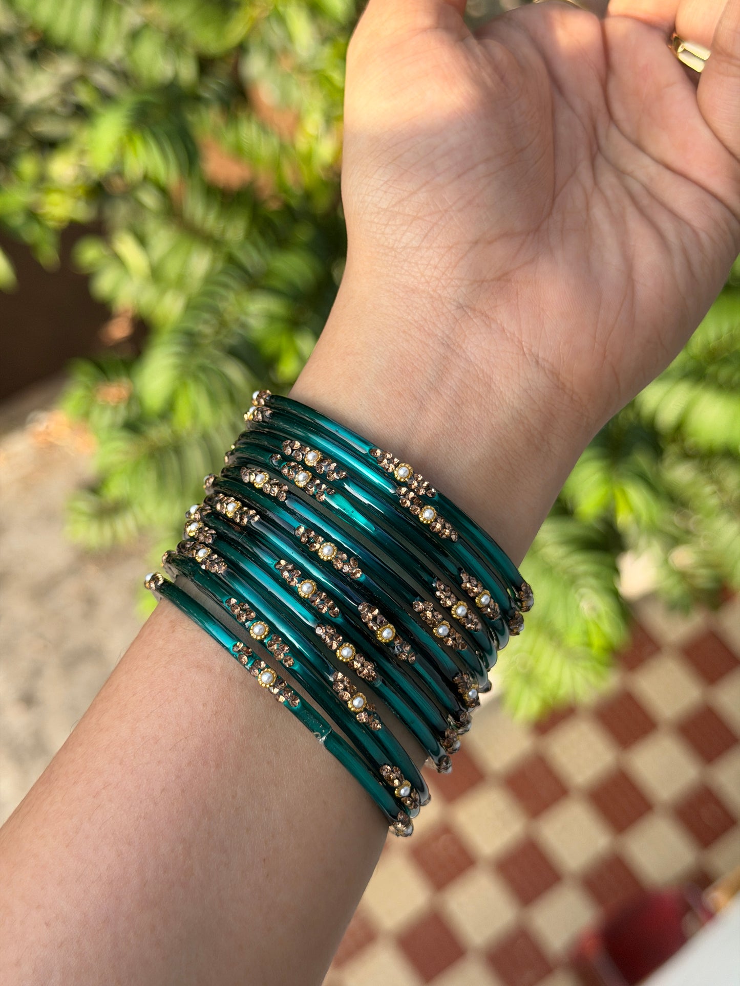 Pearl Glass Bangles