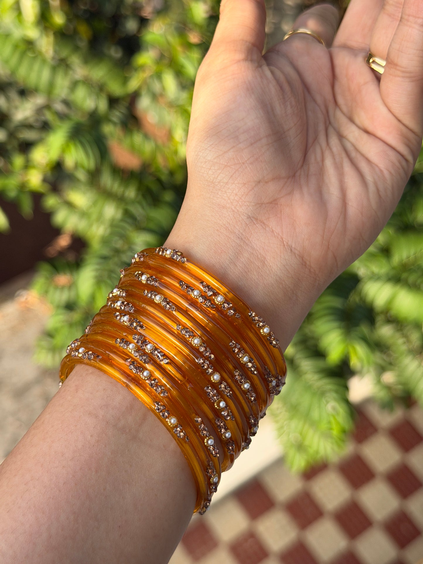 Pearl Glass Bangles