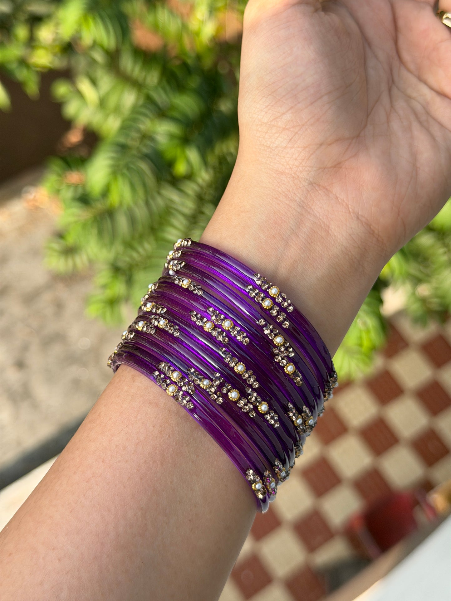 Pearl Glass Bangles