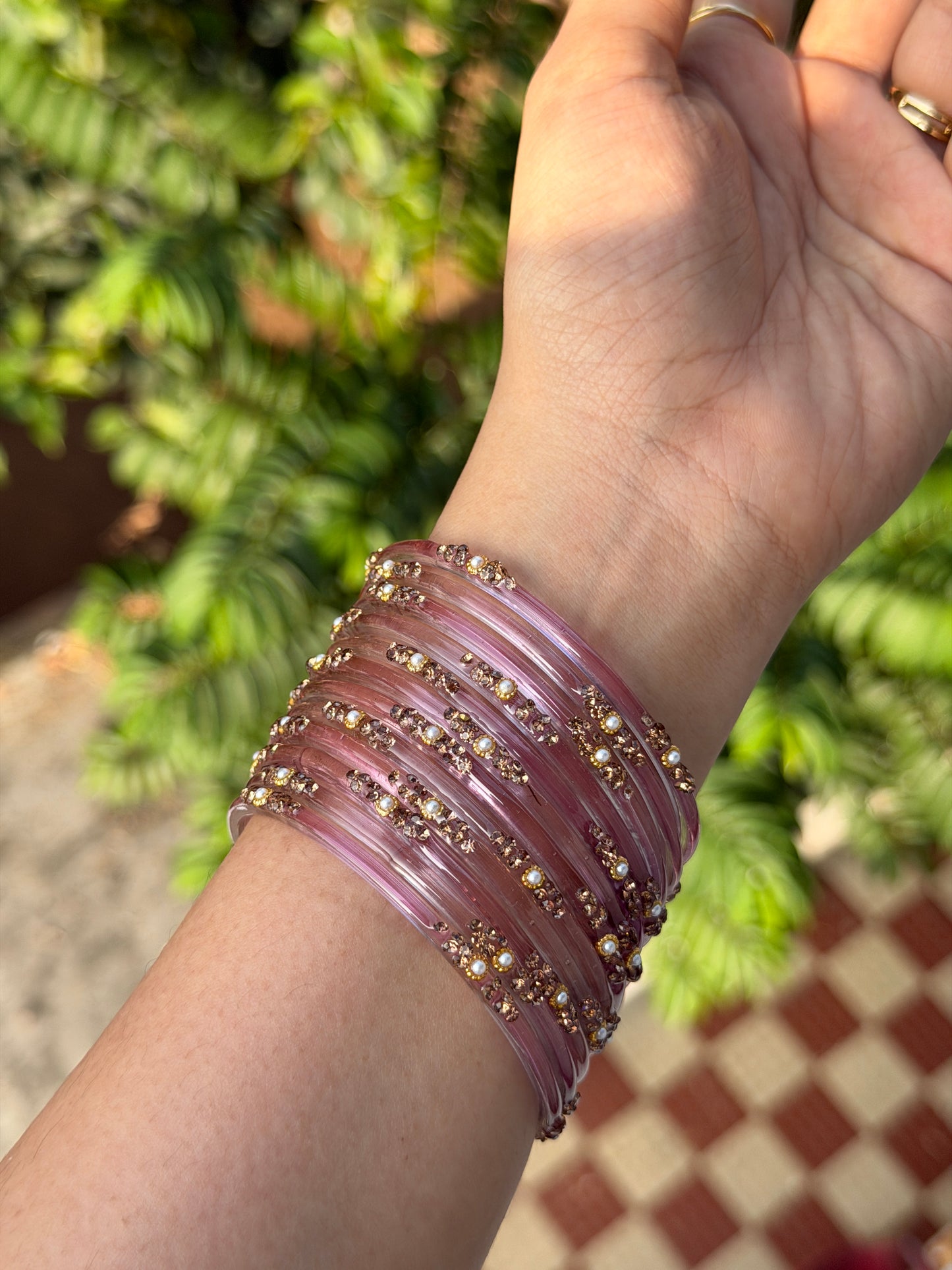 Pearl Glass Bangles