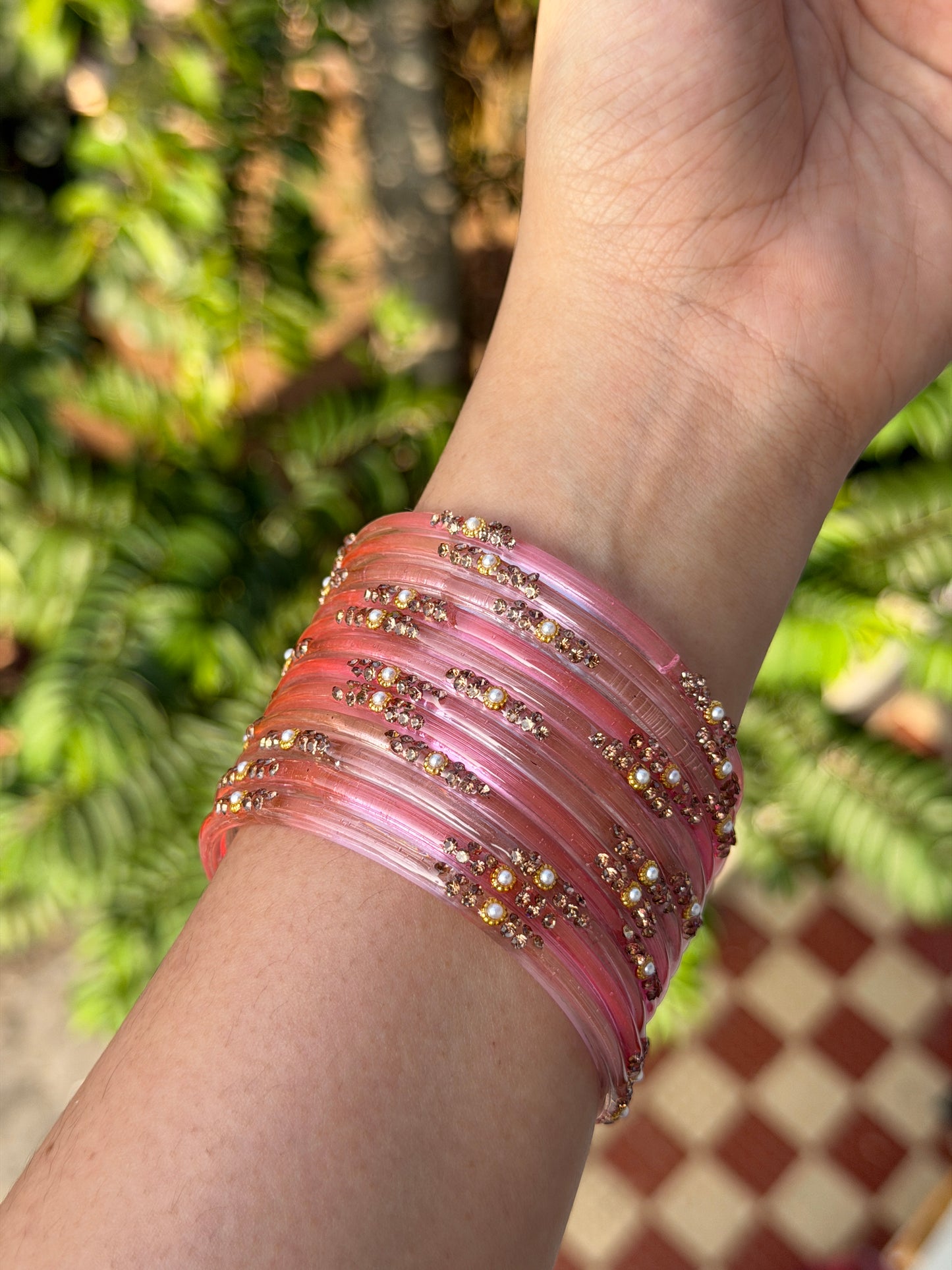 Pearl Glass Bangles