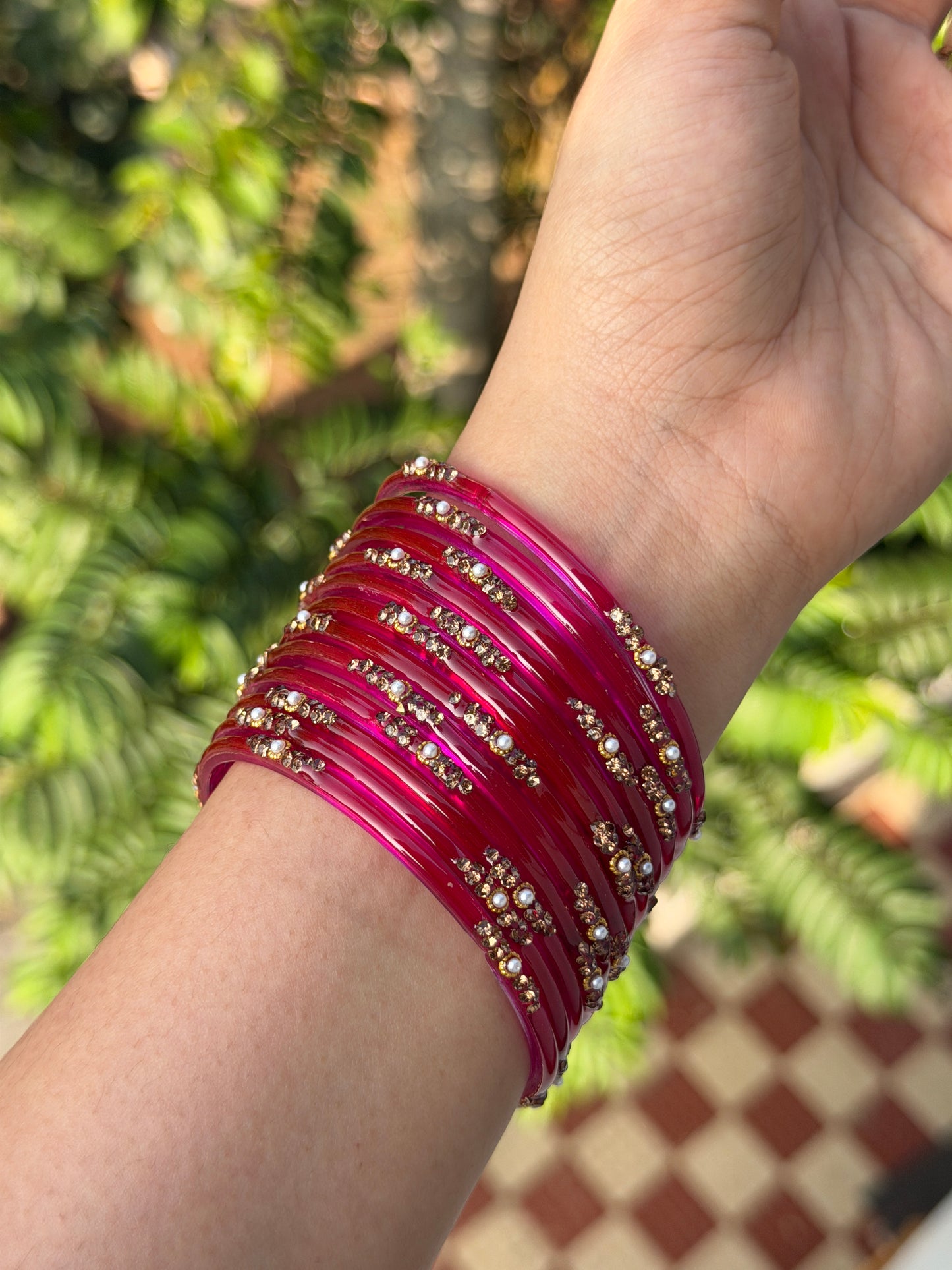 Pearl Glass Bangles