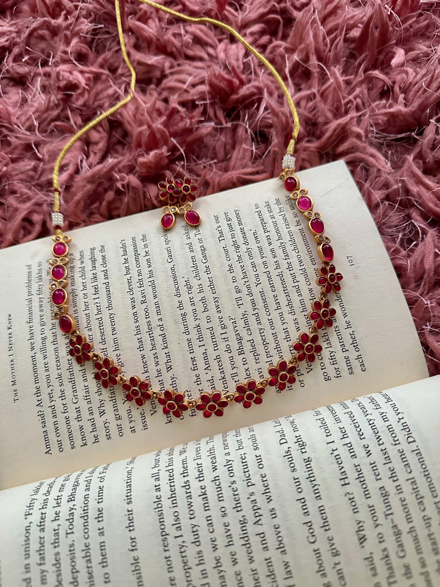 Ruby Flower Necklace