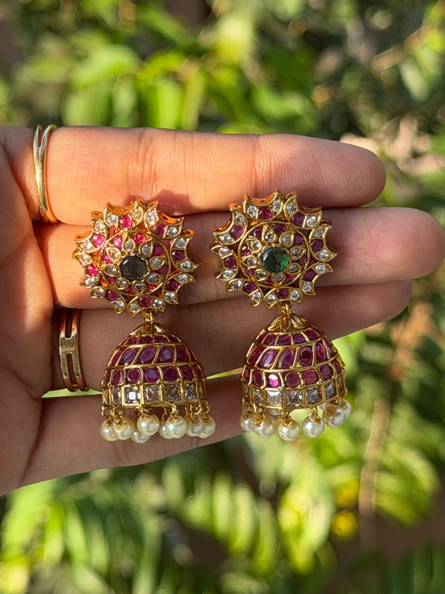 Pure Kemp Chakra Jhumkas