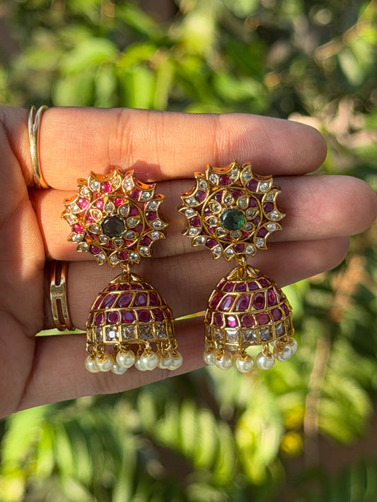 Pure Kemp Chakra Jhumkas