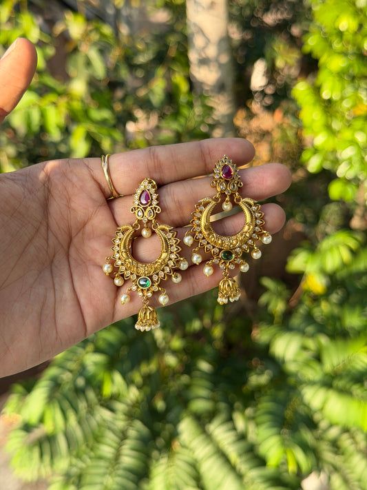 Matte Gold Chaandbali Earrings