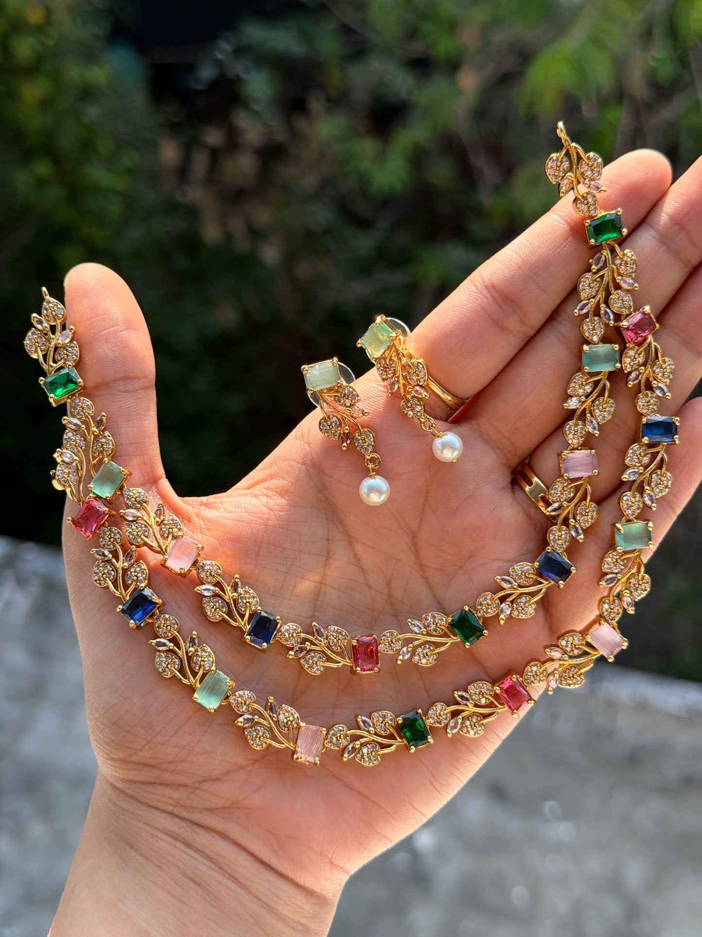 AD double Layer Vine Necklace