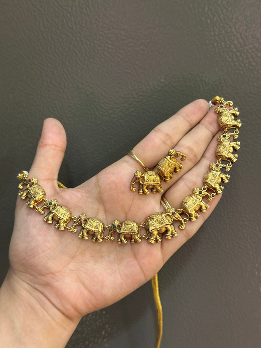 Antique Tusker Herd Necklace