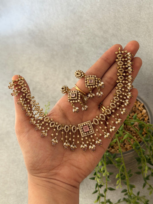 Blush Pink AD Thorn Necklace