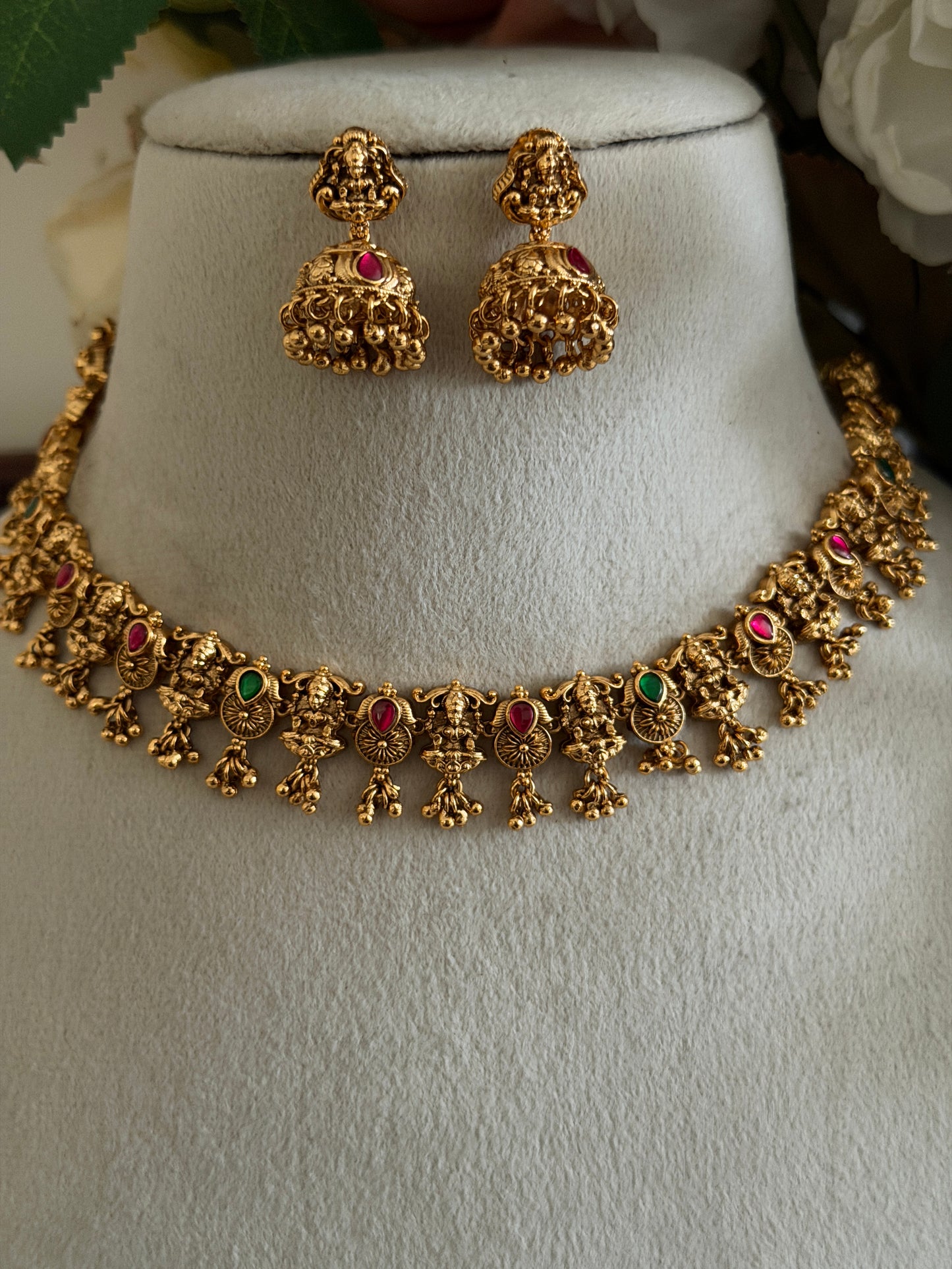 Tear Drop Jadau Lakshmi Necklace