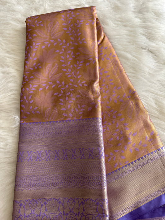 Lilac x Gold Tissue Kanchi Pattu