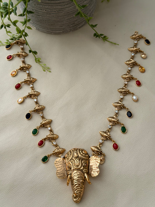 Kunjara Navaratna Mid Haaram (1Gm Gold)