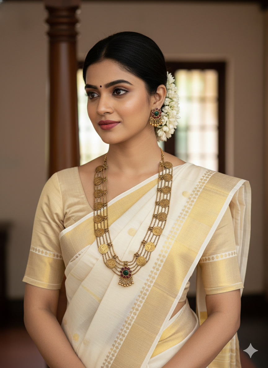 Floral Kaashu Layered Haaram