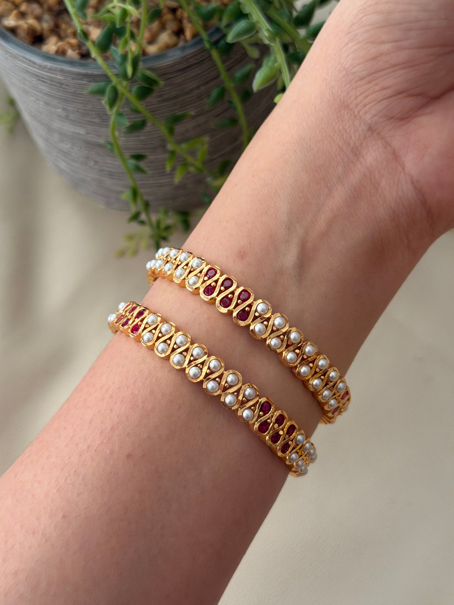 Pearl x Ruby Vintage Bangles