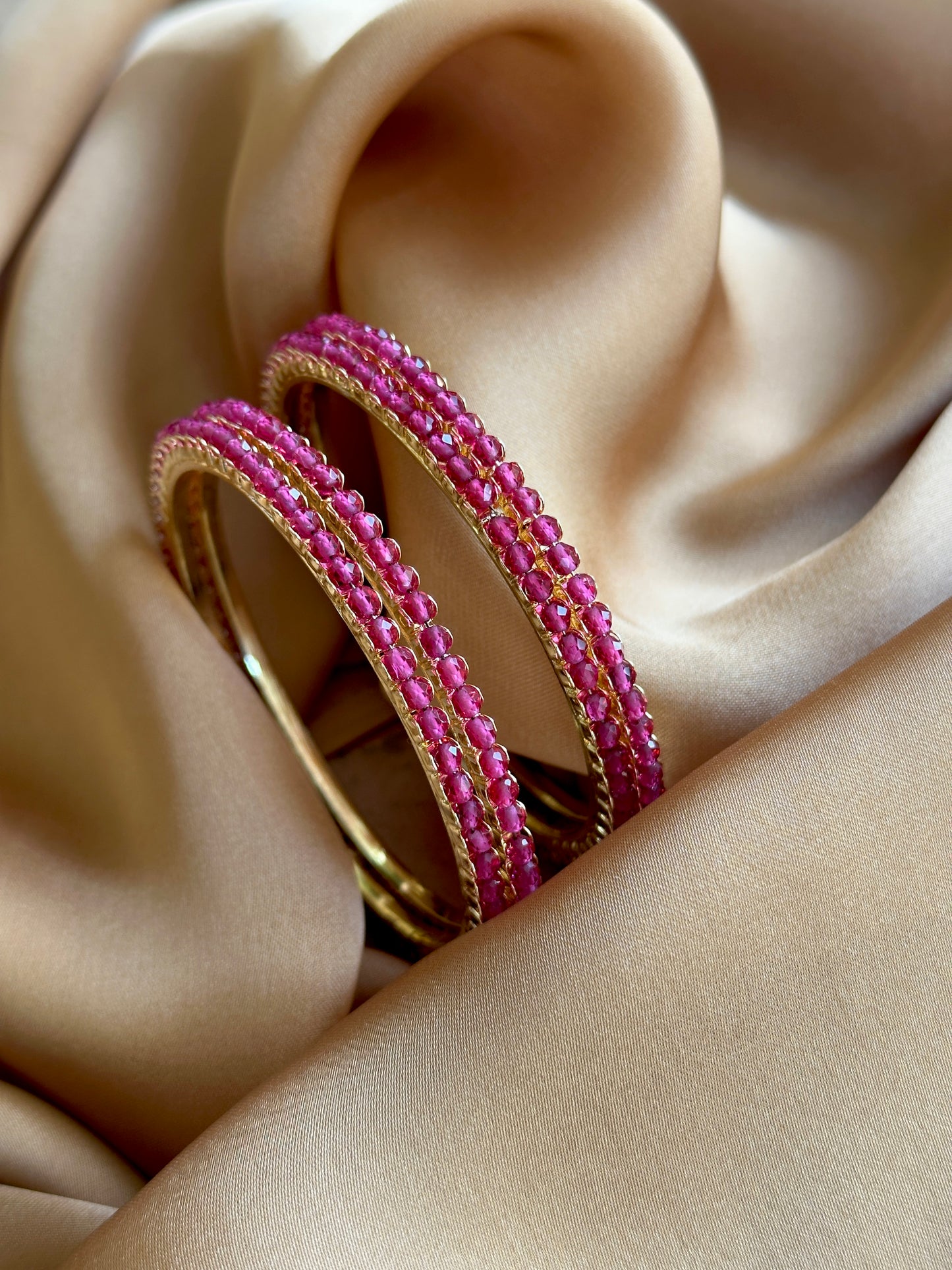 Sparkling Beads Bangles (Set of 4)