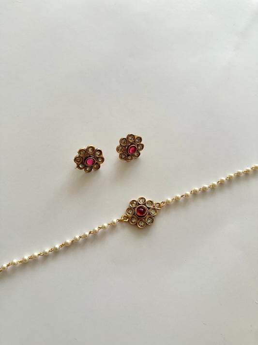 Kundan Flower Pearl choker
