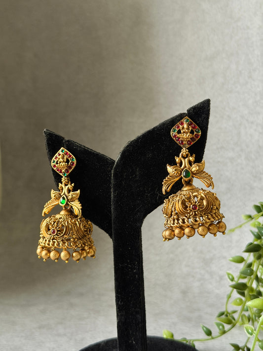 Antique Azura Jhumkas with Gold Beads
