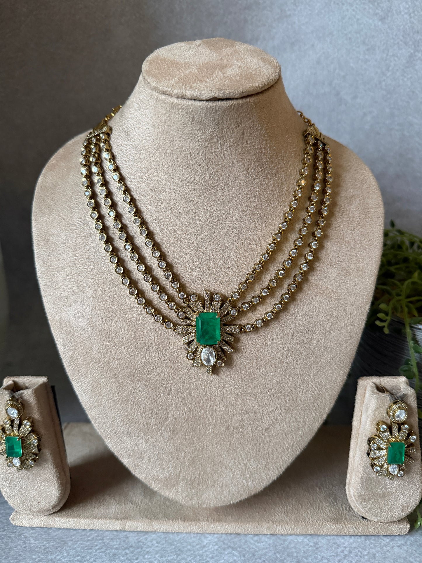 Three Layer Doublet Stone Necklace