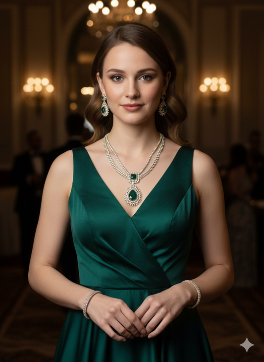 Yashvi Emerald Dual Layer Necklace