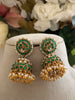 Green Jadau Chakra Jhumkas
