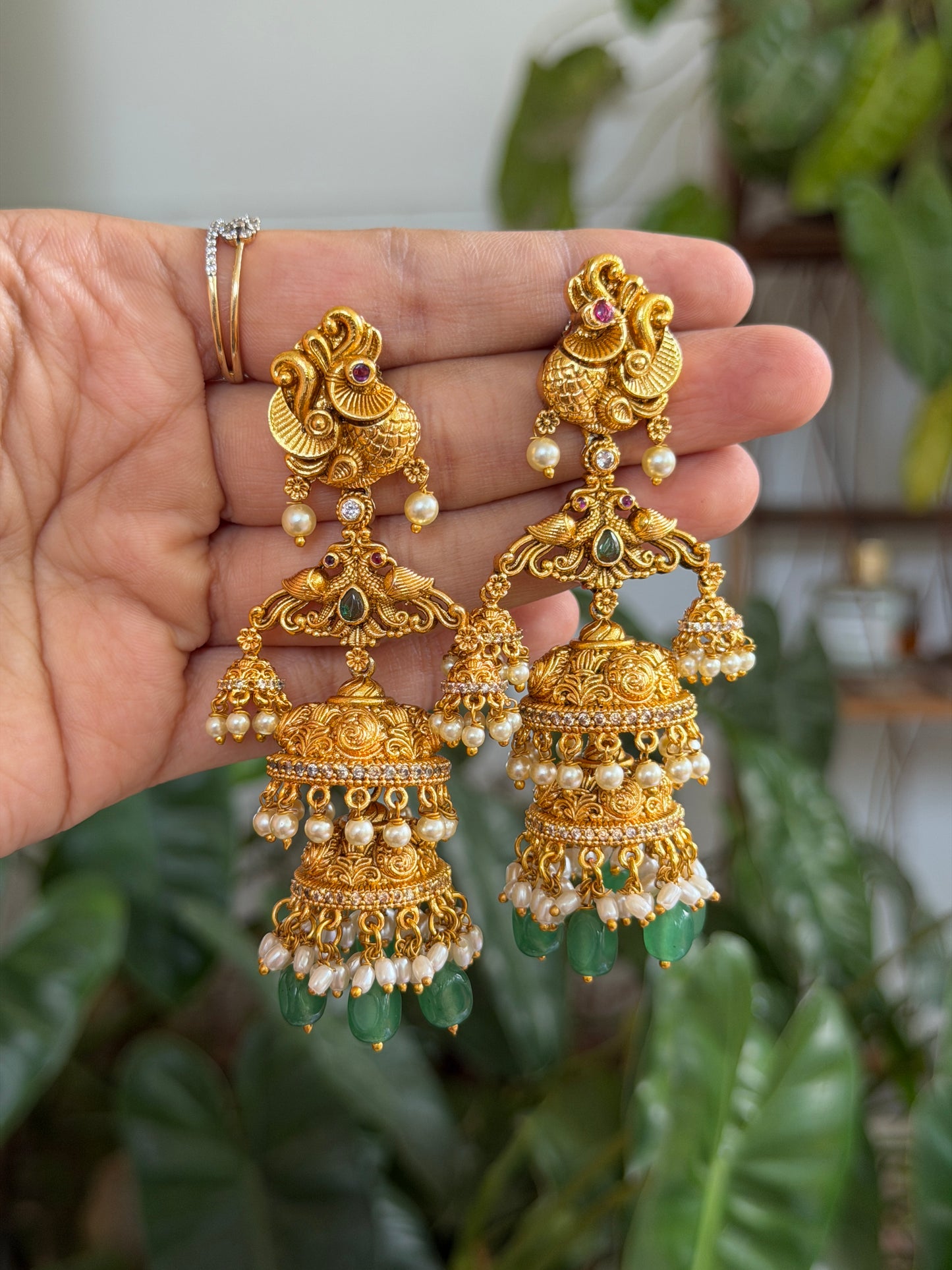 Dual Layer Peacock Jhumka