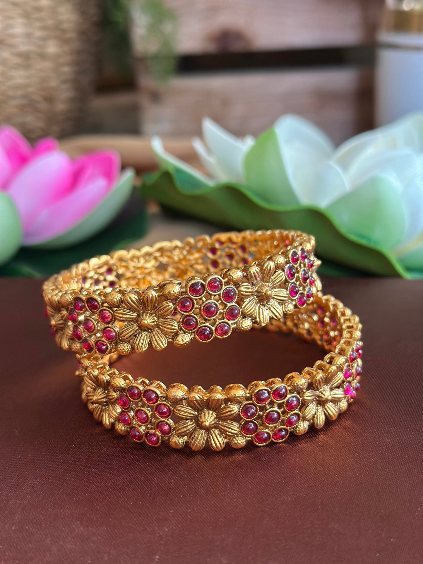 Copper Floral Bangles