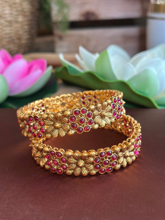 Copper Floral Bangles