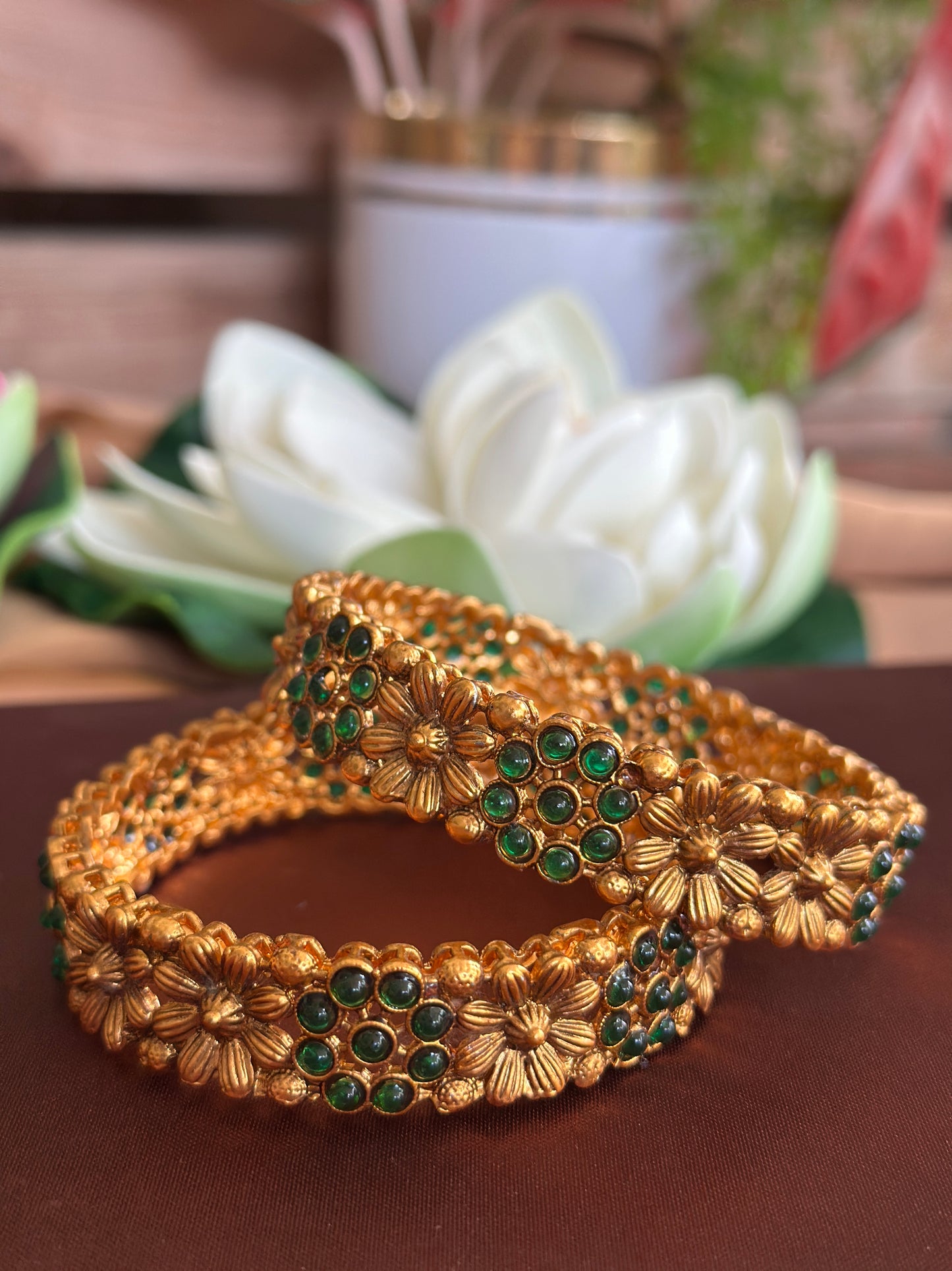 Copper Floral Bangles
