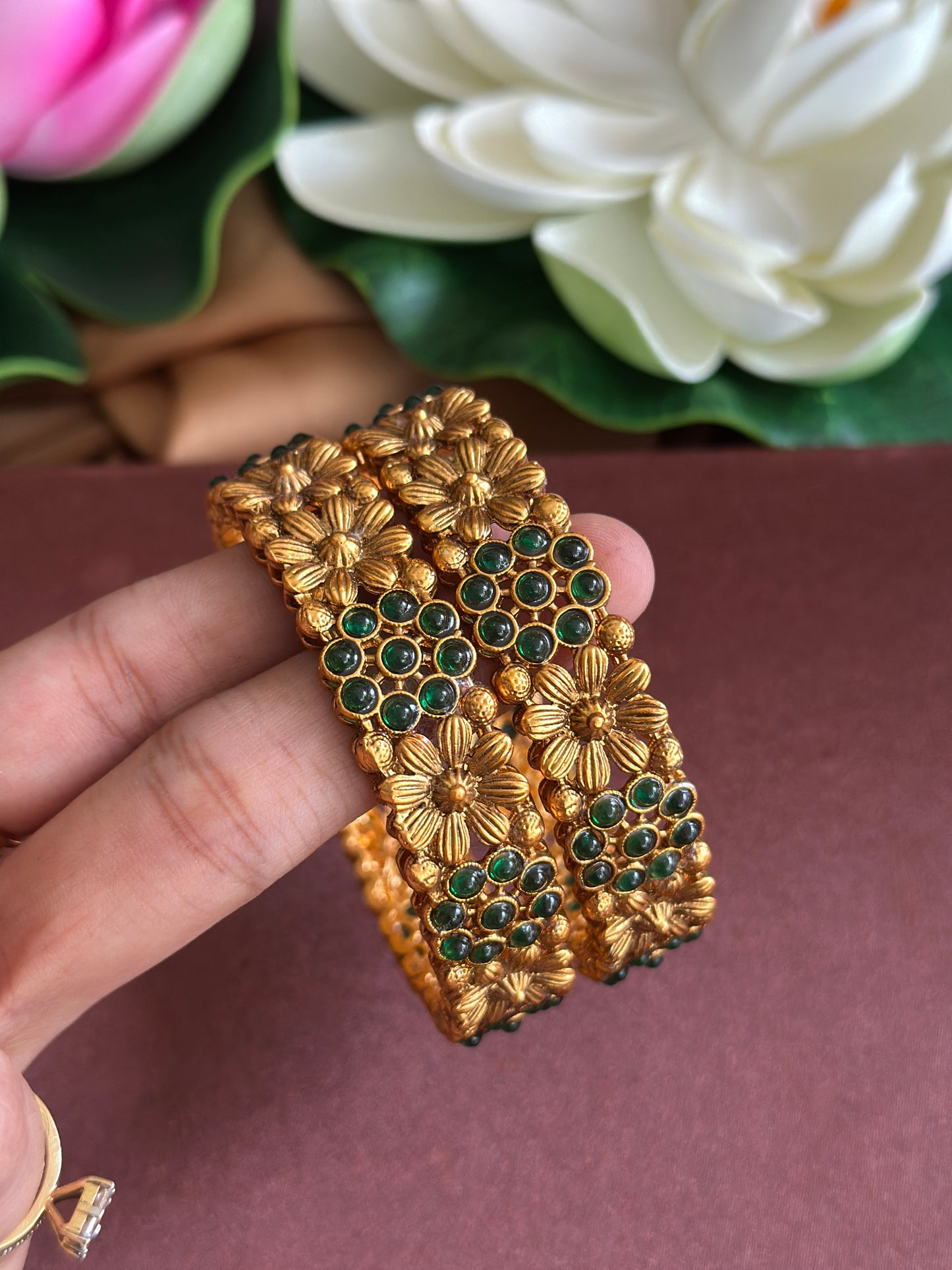 Copper Floral Bangles