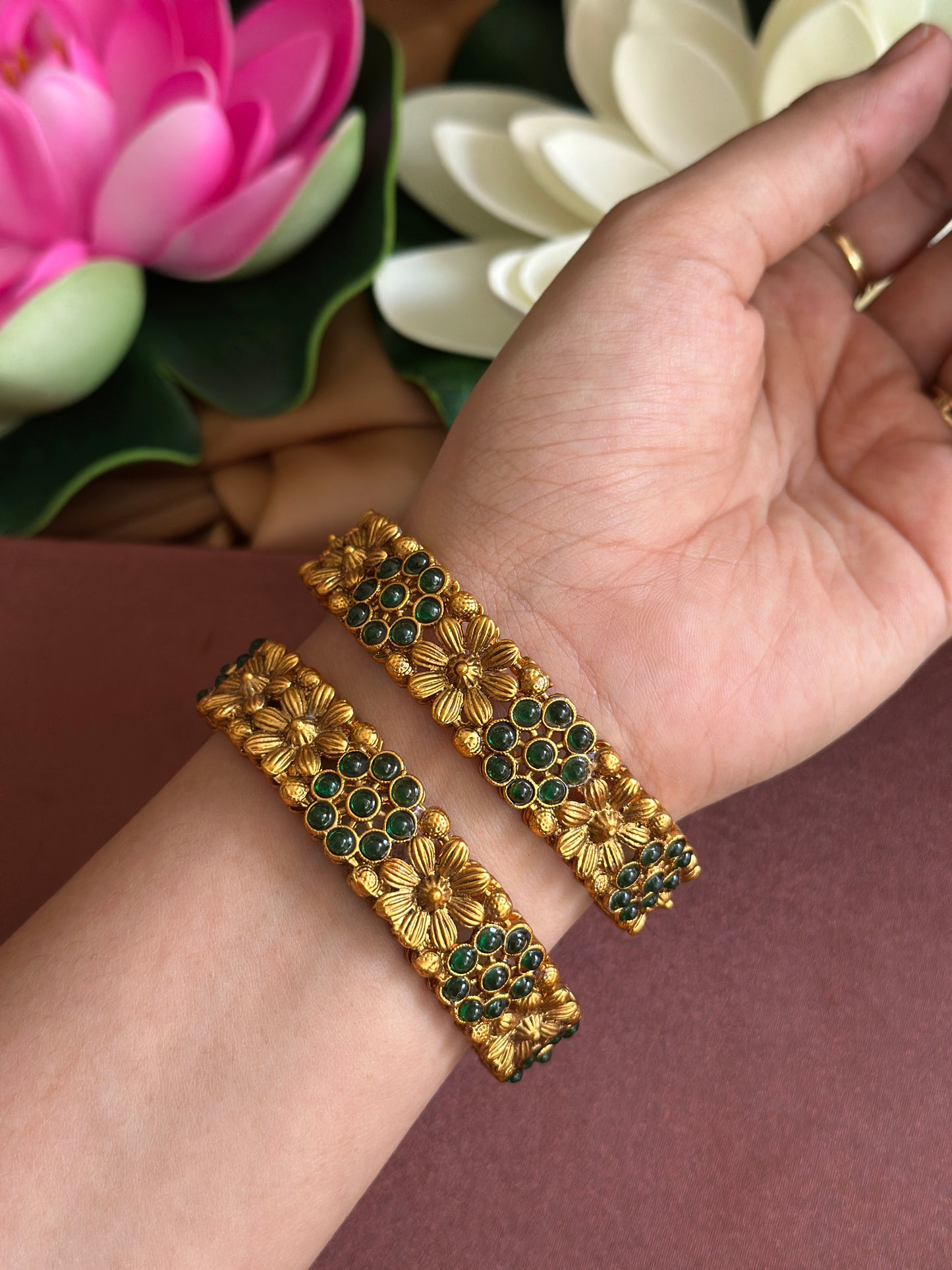 Copper Floral Bangles