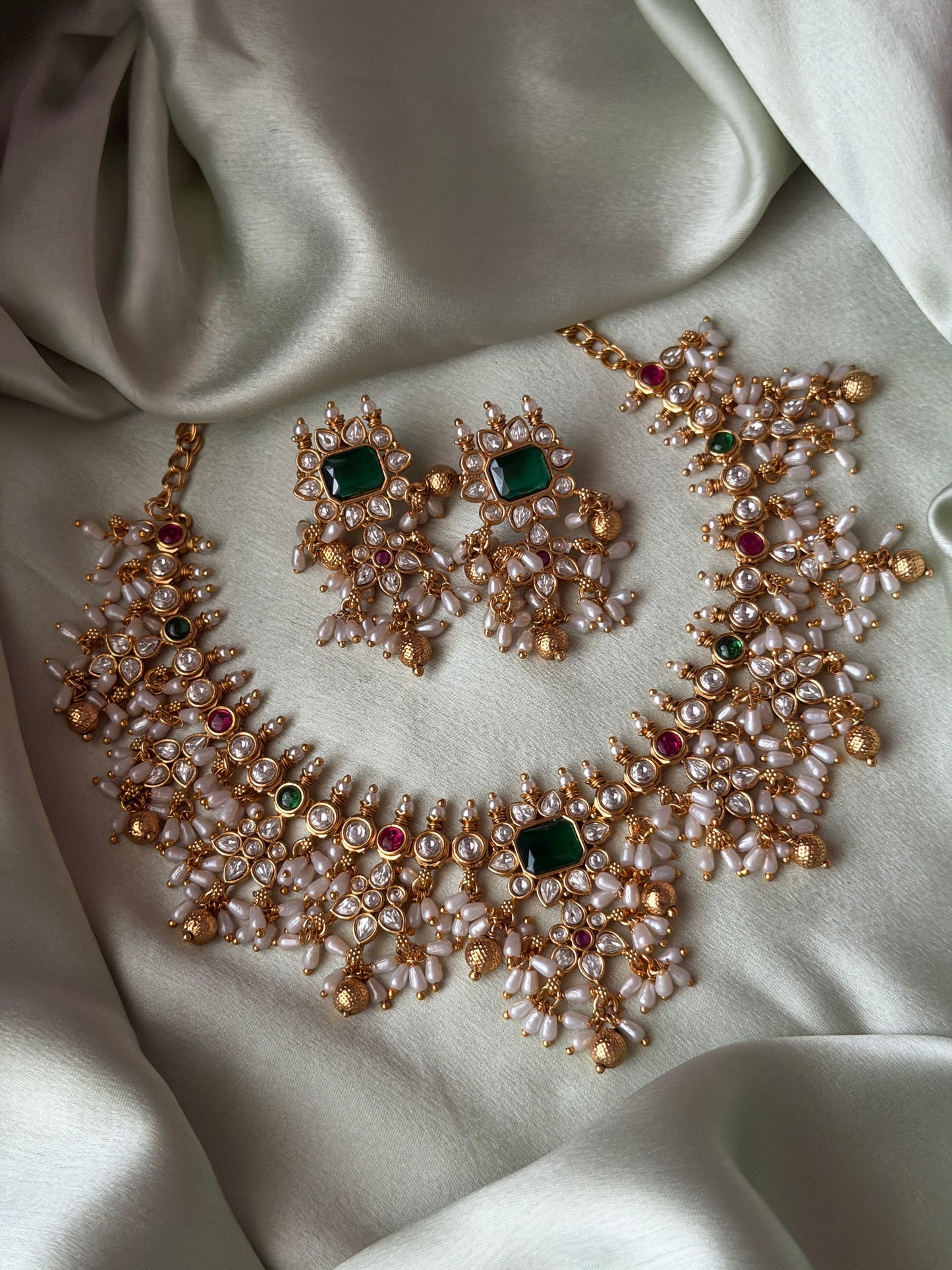 Sitthira Rice Pearl Guttapusalu Necklace