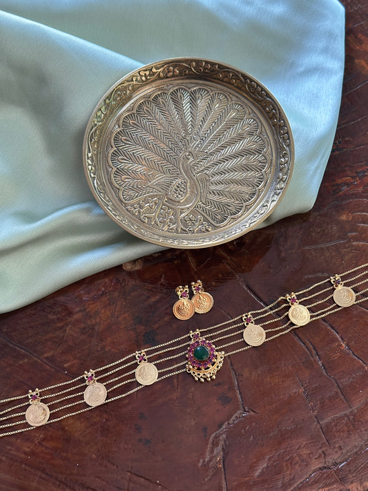 Kaashu x Palakka Pendant Choker (1 Gm Gold Plated)