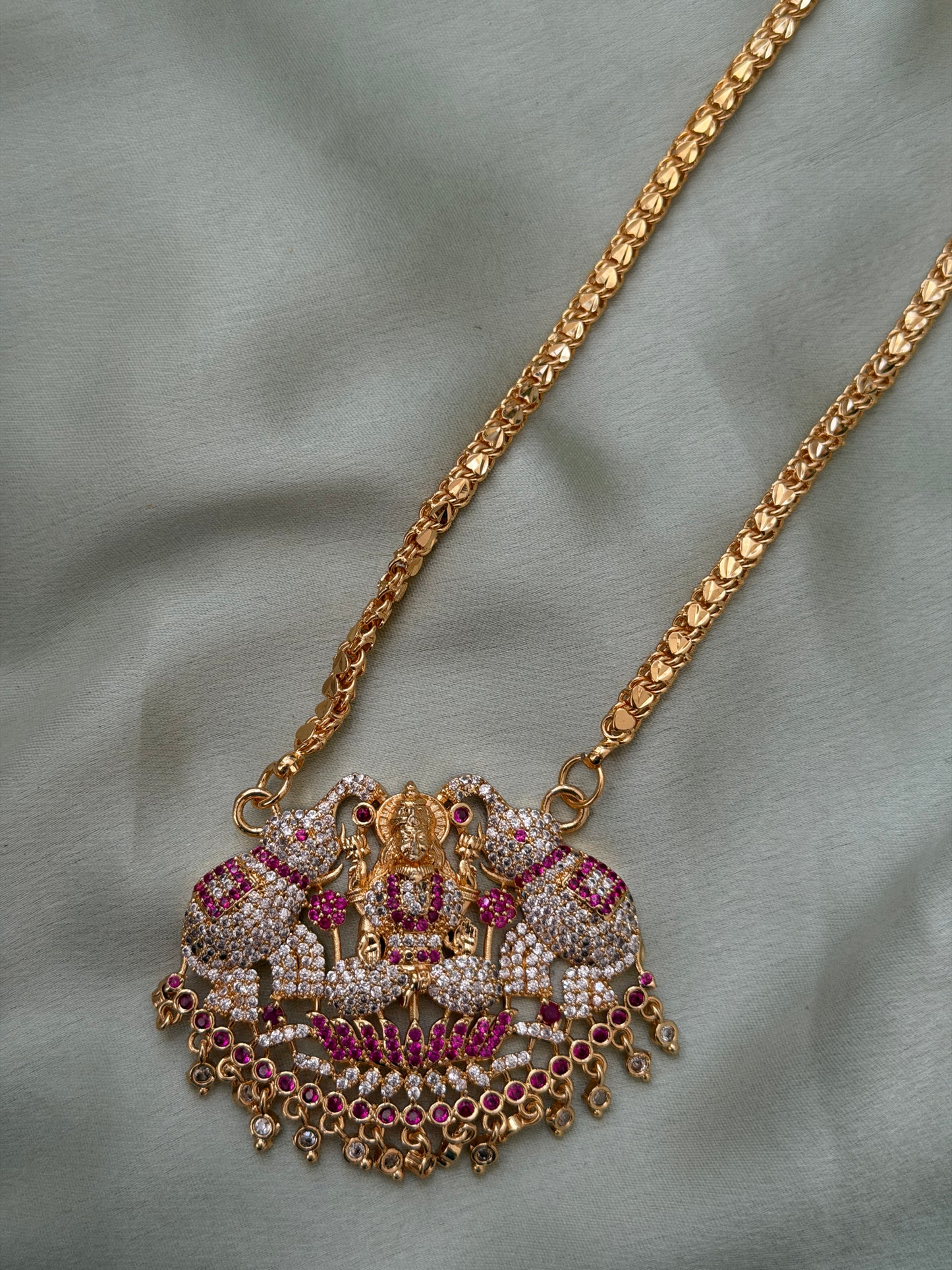 Dual Tusker Lakshmi Dollar Chain