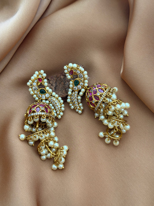 Layered Peacock Jhumka