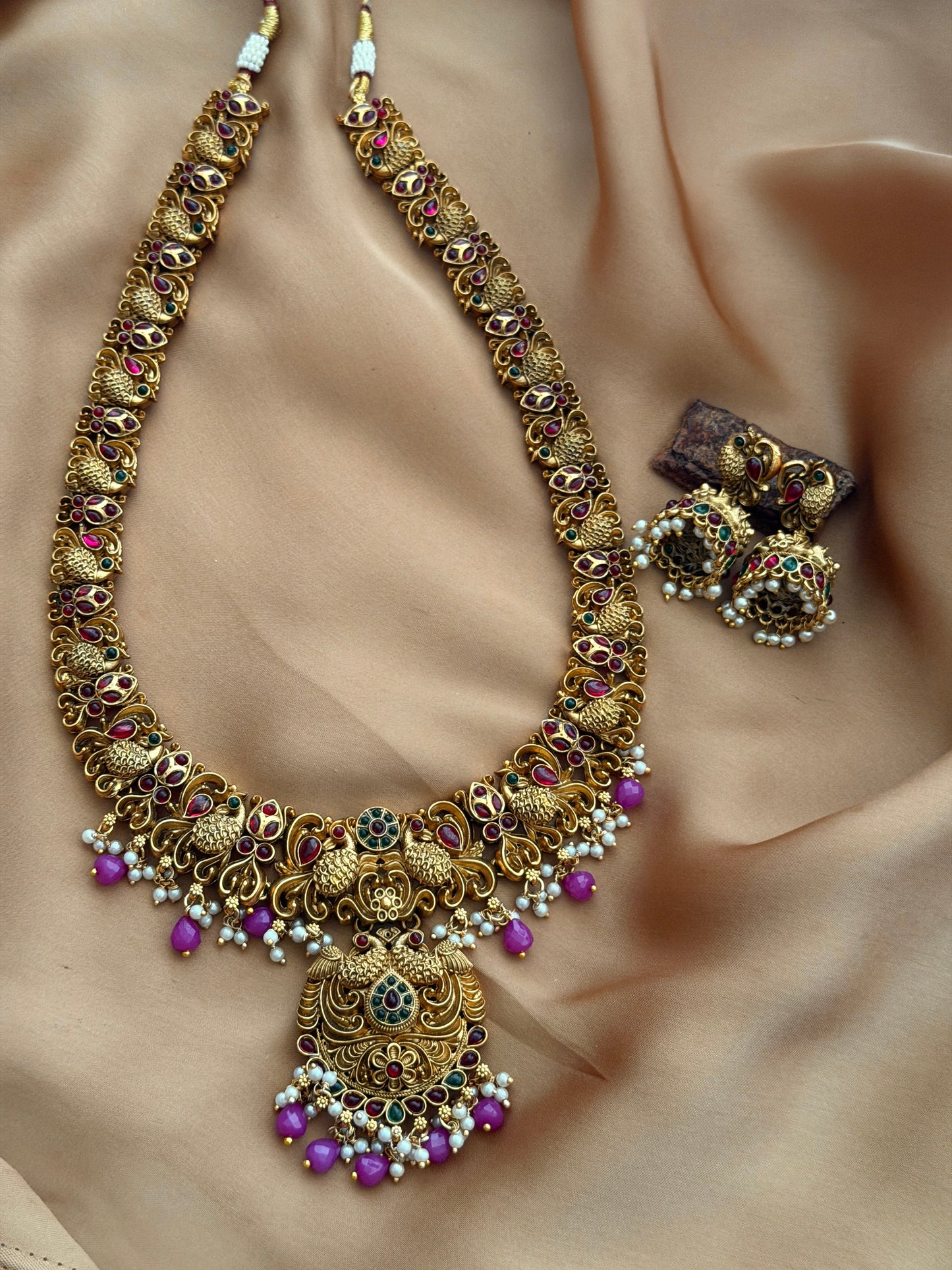 Non Idol Peacock Copper Haaram