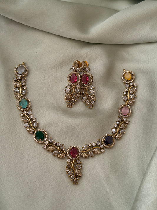 Aarohi Navaratna Necklace