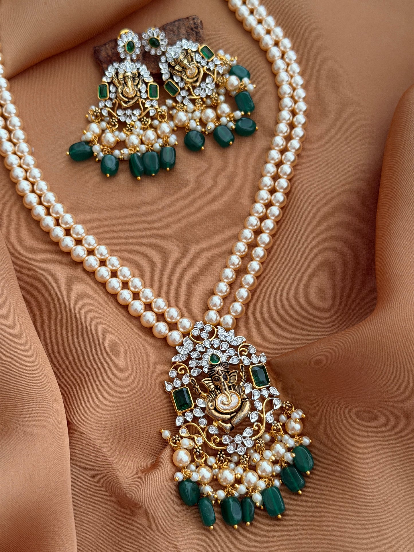 Ganesha Pendant with Hyderabadi Pearls