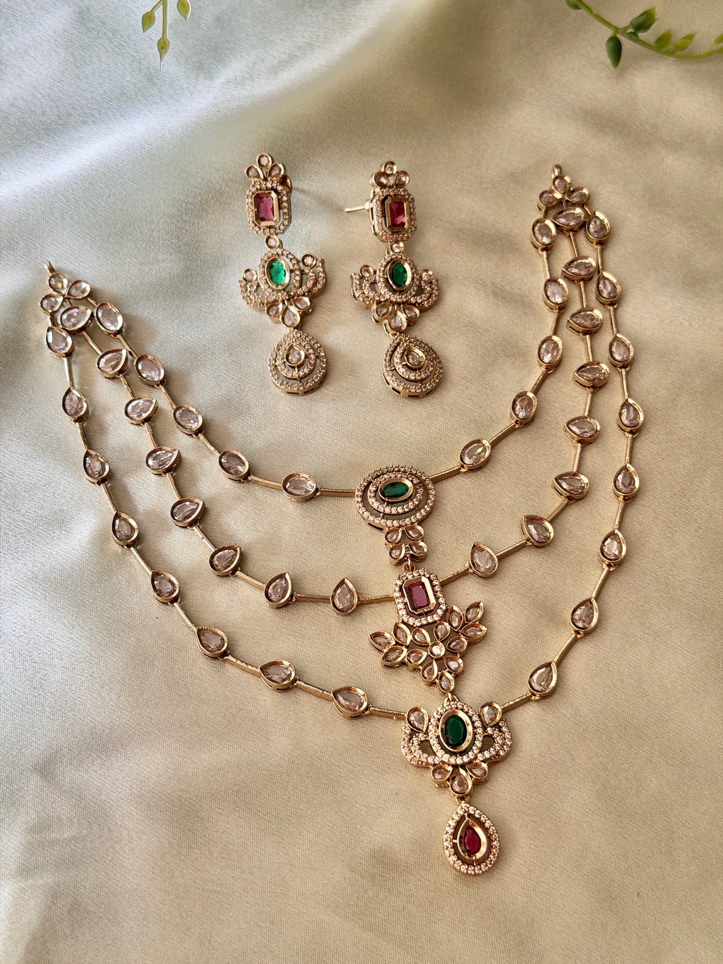 3 Layer Polki Necklace