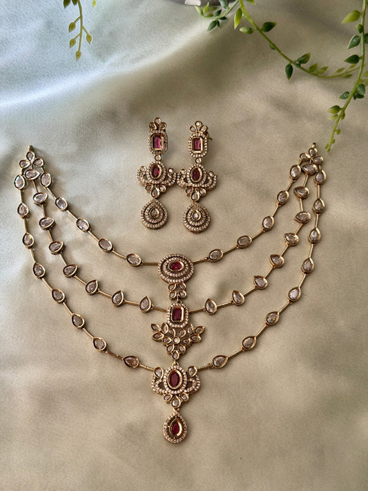 3 Layer Polki Necklace