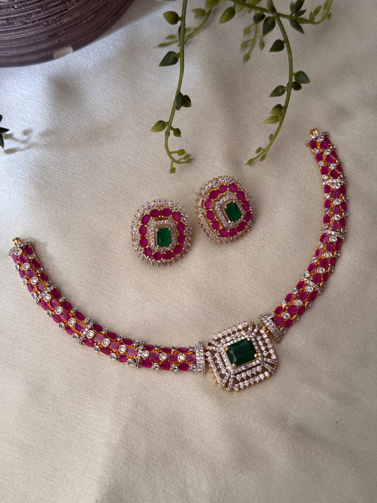 AD square pendant Hasli Choker