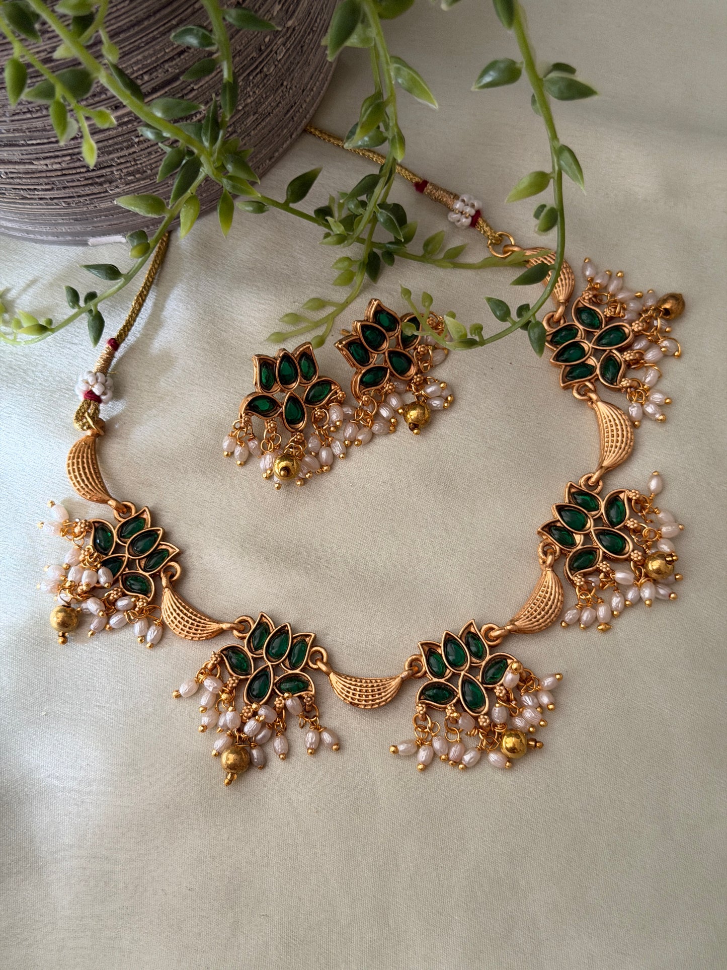 Sarojini Half Moon Guttapusalu Necklace