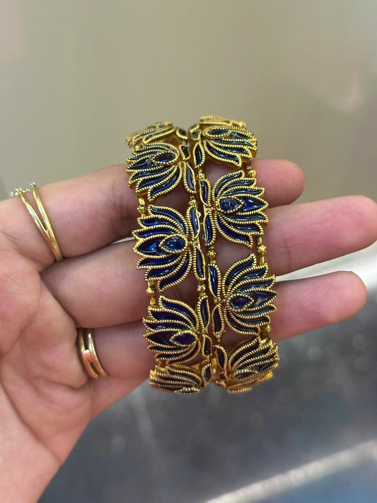 Manju Inspired Lotus Bangles (Blue)