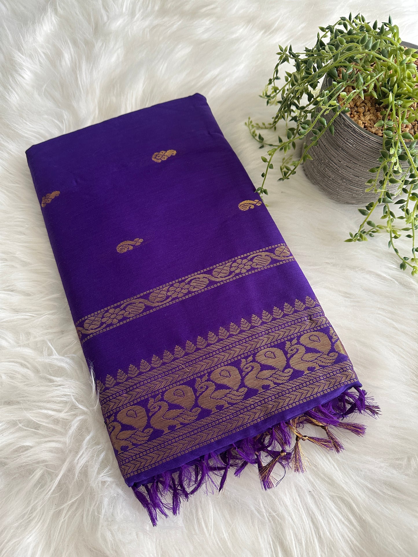 Cadbury purple Kalyani Cotton Saree