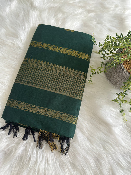 Dark Green Kalyani Cotton Saree