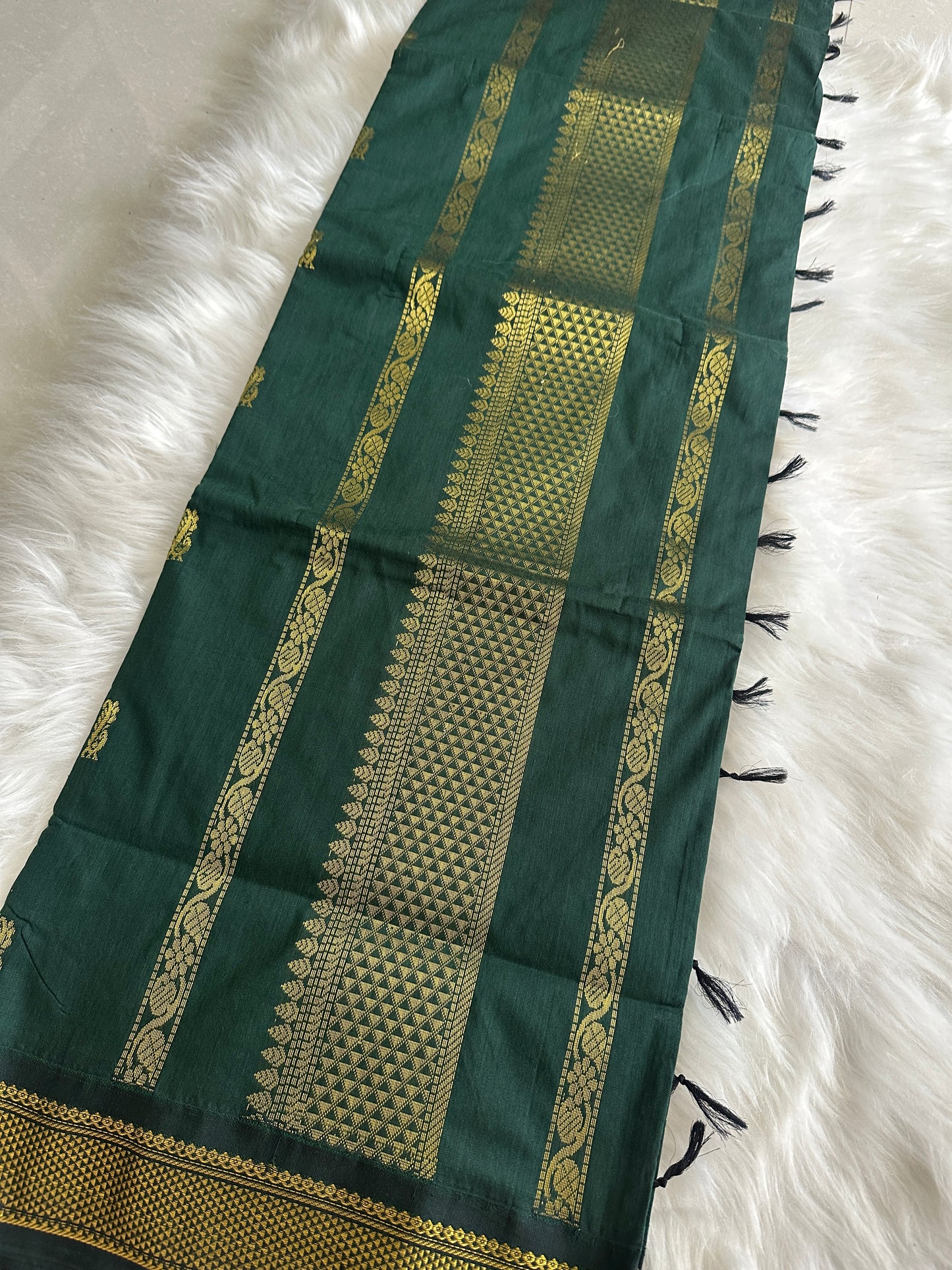 Dark Green Kalyani Cotton Saree