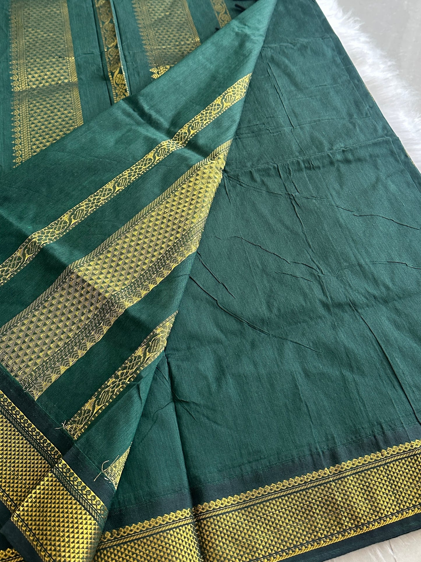Dark Green Kalyani Cotton Saree